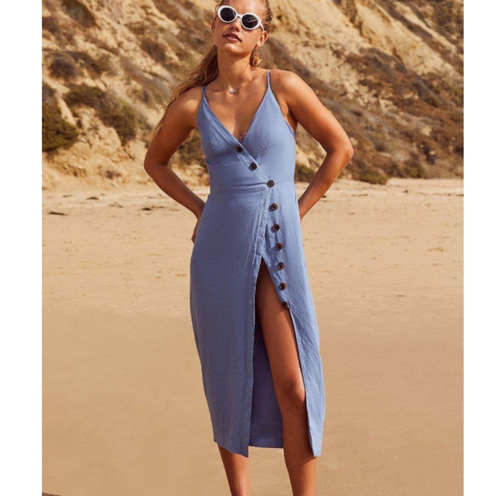 Urban Outfitters Linen Button-Down Midi Dress